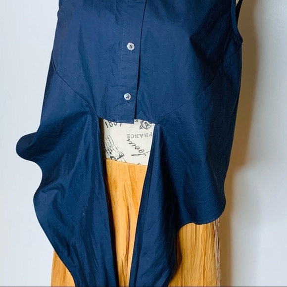 Derek Lam 10 Crosby Navy Blue Sleeveless Button Blouse SZ 6 NWT Twist Tie Cotton - Picture 8 of 13